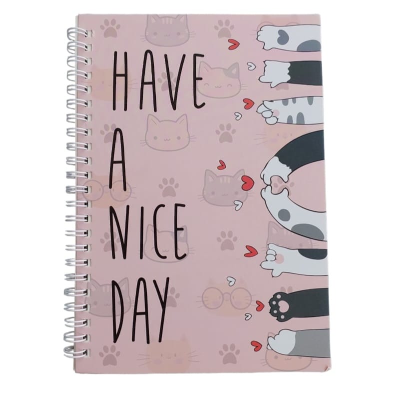 Caderno P  Have a nice day patinhas gatos